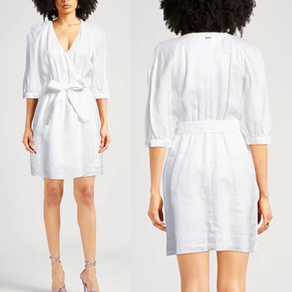 NWOT New Armani Exchange Women's 100% Linen Wrap Mini Resort Summer Dress 4 S - Picture 1 of 10